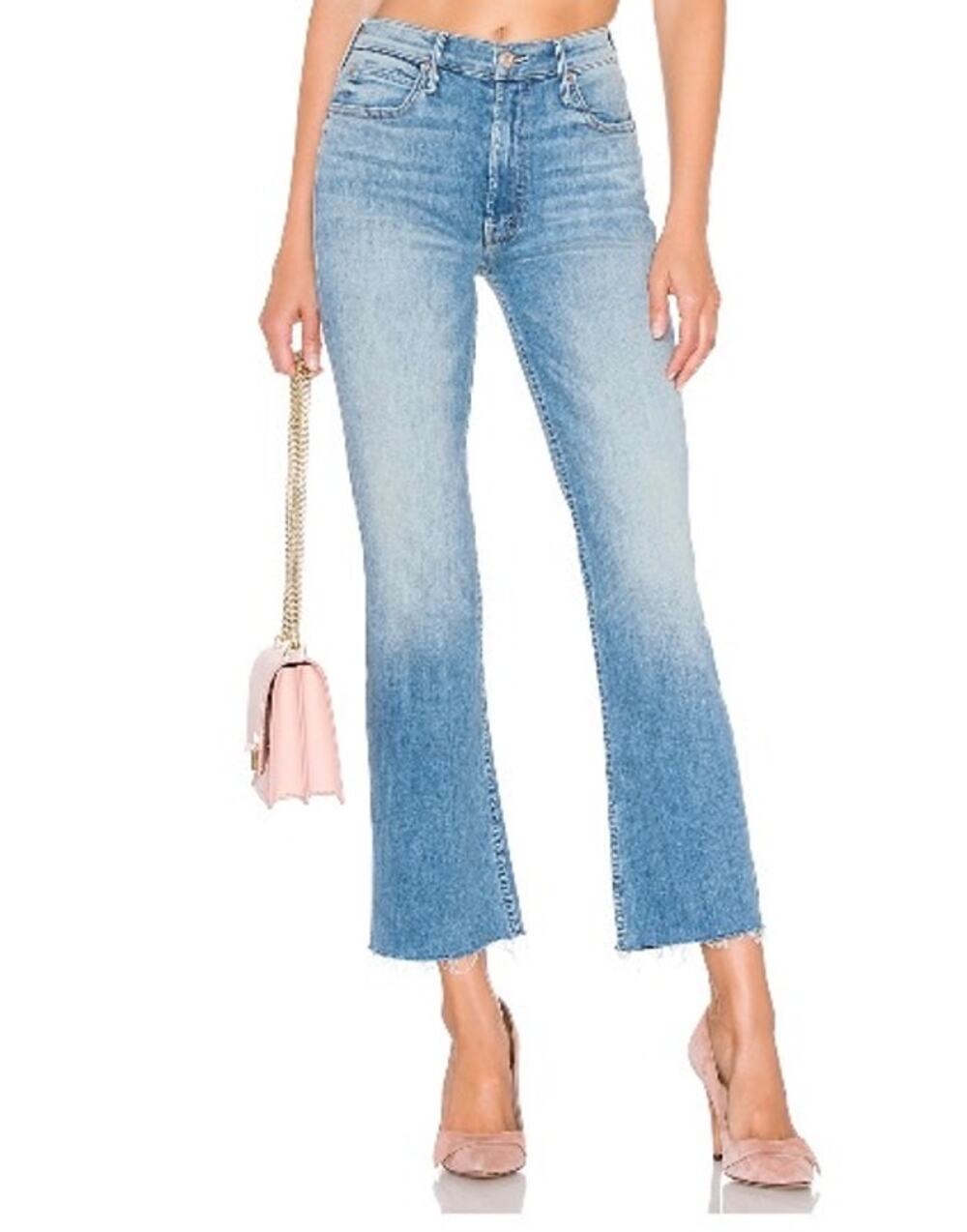 MOTHER Straight Leg High Rise The Dutchie Ankle Fray Lemonade and Lies size 30